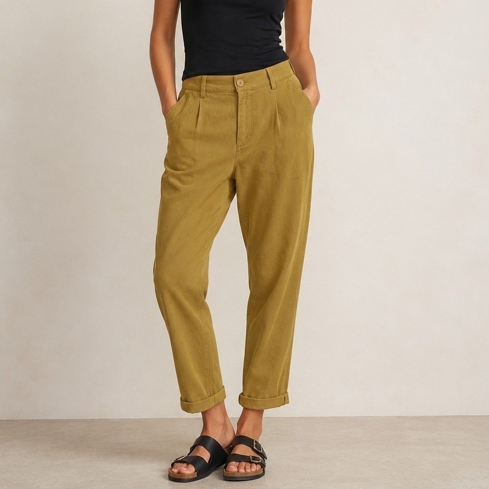 Anthropologie Mustard Pants Chino Lyocell Cotton Womens Size 28
